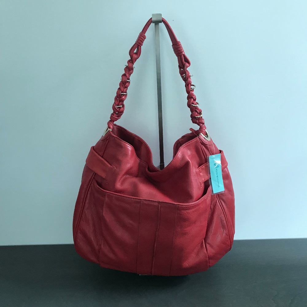 NWT AQUA MADONNA LEATHER RED BAG